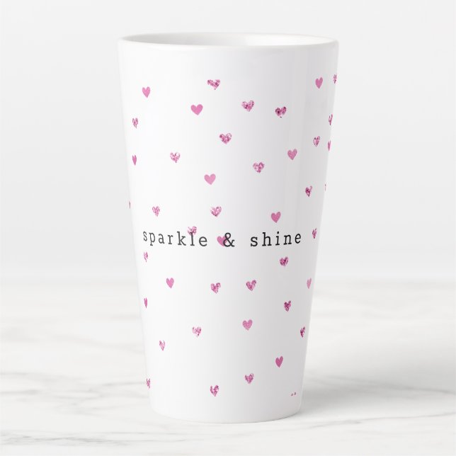 Pink Glam Glitzer Hearts Milchtasse (Vorderseite)