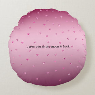 Pink Glam Glitzer Hearts Rundes Kissen
