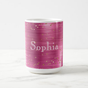 Pink Glam Gold Sparkle Confetti Personalisiert Kaffeetasse