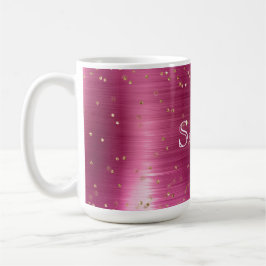 Pink Glam Gold Sparkle Confetti Personalisiert Kaffeetasse