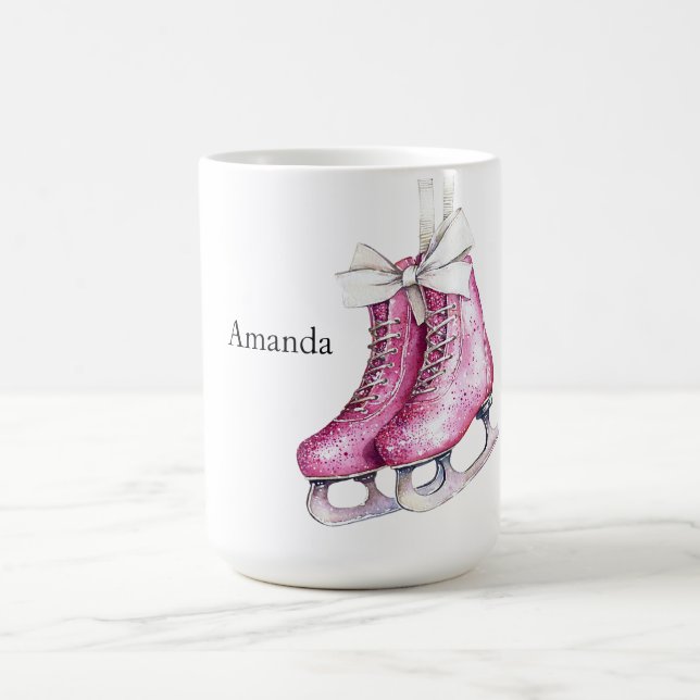 Pink Glam Ice Skate Weihnachten Kaffeetasse (Mittel)