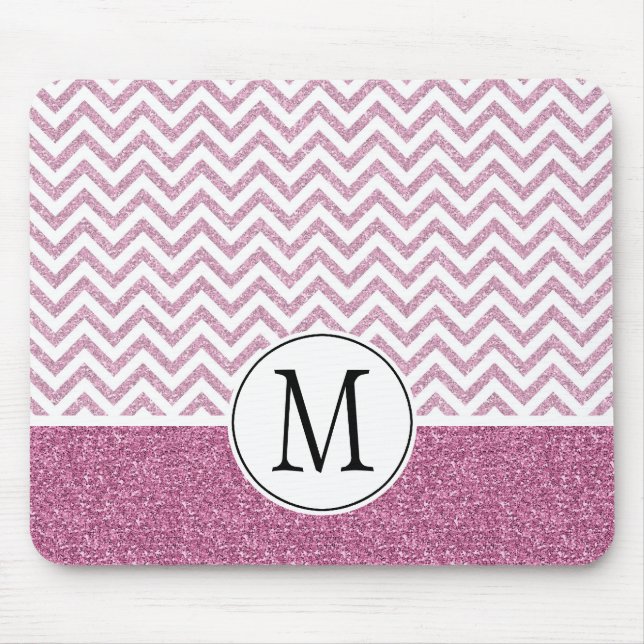 Pink Glam Imitate Glitzer Zickzack Mousepad (Vorne)