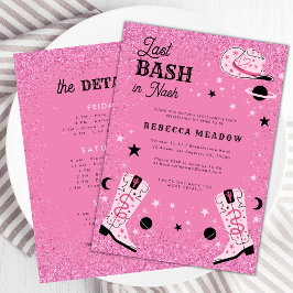 Pink Glam Last Bash Nash Nashville Bachelorette Einladung
