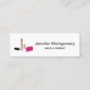 Pink Glam Lippenstift und Nagellack Beauty-Thema Mini Visitenkarte