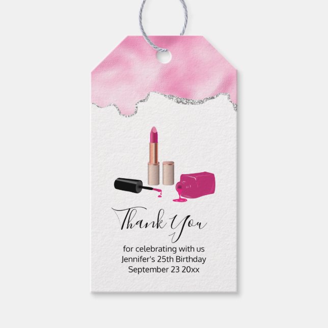Pink Glam Lipstick & Nail Polnisch Vielen Dank Geschenkanhänger (Vorderseite)