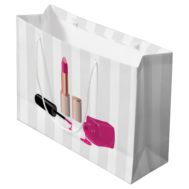 Pink Glam Lipstick & Nail Polnische Schönheit Them Große Geschenktüte (Vorderseite Schrägansicht)