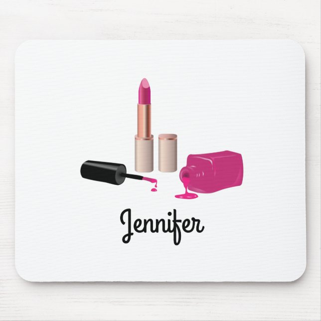 Pink Glam Lipstick & Nail Polnische Schönheit Them Mousepad (Vorne)