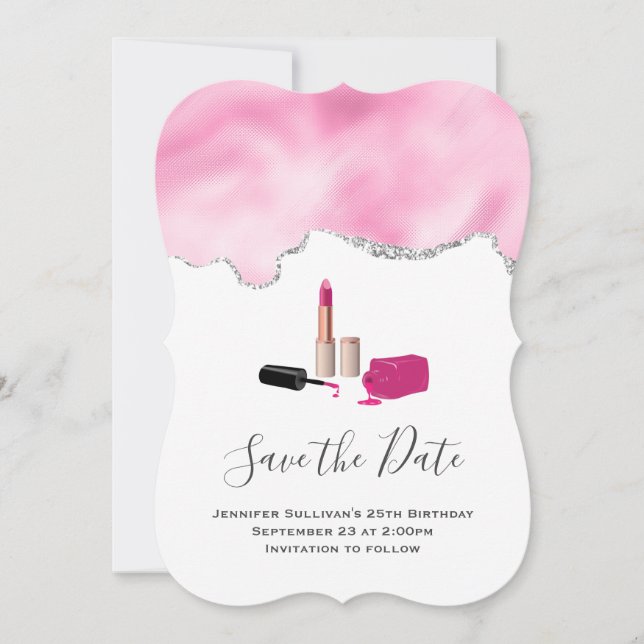 Pink Glam Lipstick & Nail Polnische Schönheit Them Save The Date (Vorderseite)