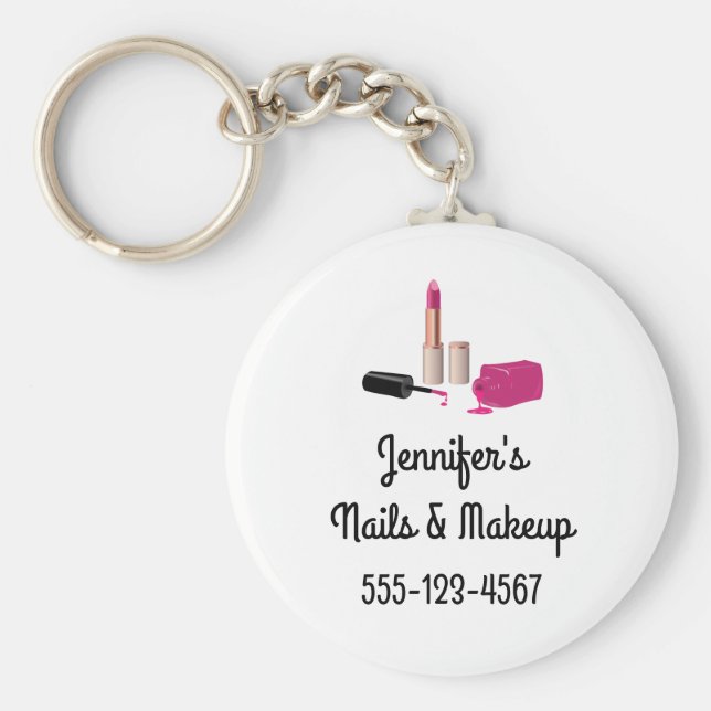 Pink Glam Lipstick & Nail Polnische Schönheit Them Schlüsselanhänger (Vorne)