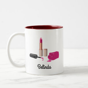 Pink Glam Lipstick & Nail Polnische Schönheit Them Zweifarbige Tasse