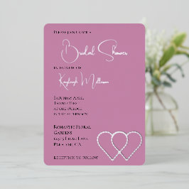 Pink Glam Pearl Two Hearts Brautparty Folieneinladung