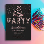 Pink Glam Rhinestones Kalligraphie 30. Geburtstag Einladung<br><div class="desc">Eine schlichte,  moderne,  elegante und schicke Party Einladung aus dem 30. Jahrhundert mit schwarzem Hintergrund,  das PARTY mit den rosafarbenen Nashornsteinen (simuliert,  nicht echte Steine,  das ist ein digitaler Effekt),  moderne Kalligraphie-Schrift und Typografie in Rosa. Ein schicker,  zeitloser Entwurf für eine Frau an ihrem dreißigsten Geburtstag.</div>
