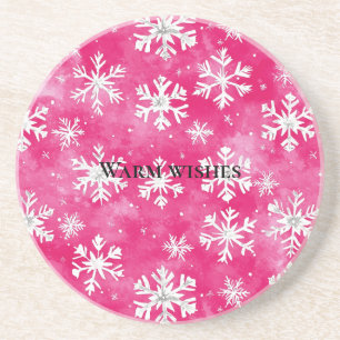Pink Glam Snowflakes Weihnachten Getränkeuntersetzer