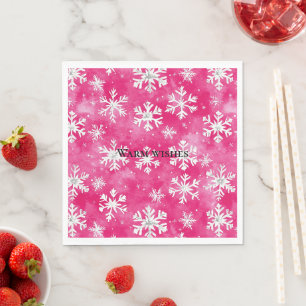 Pink Glam Snowflakes Weihnachten Serviette