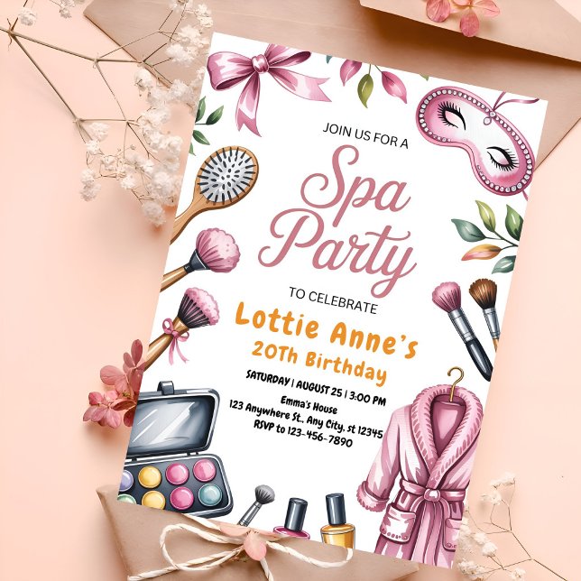 Pink Glam Spa Party Einladung (Von Creator hochgeladen)