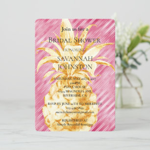 Pink Glam Streifen Gold Ananas Brautparty Einladung