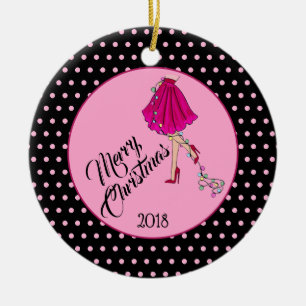 Pink Glam Weihnachten Keramik Ornament