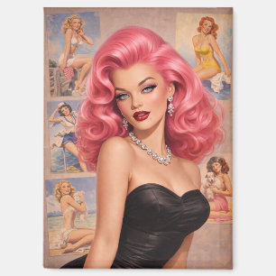 Pink Glamour Pin-Up – Vintage Hollywood-Schönheit Magnet