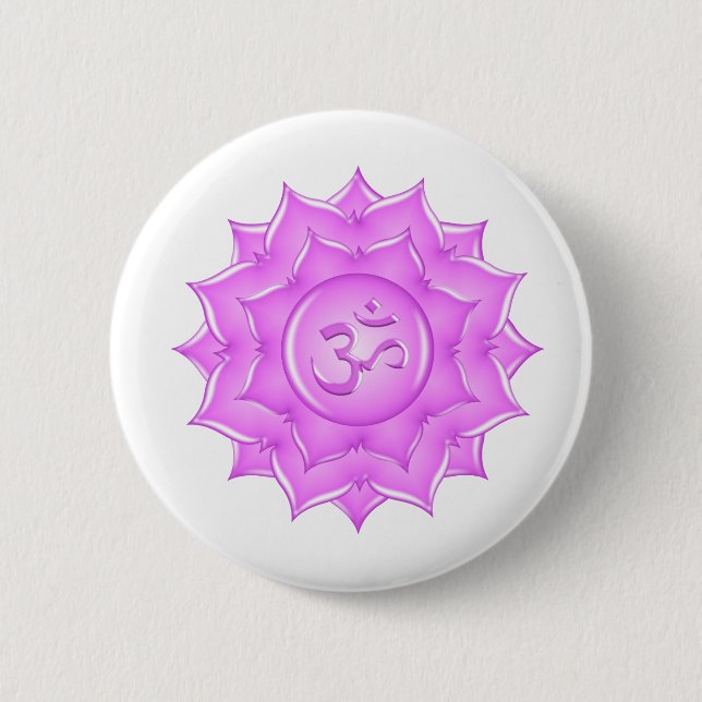 Pink Glass Lotus Blume Om Symbol Zeichnend Button (Vorderseite)
