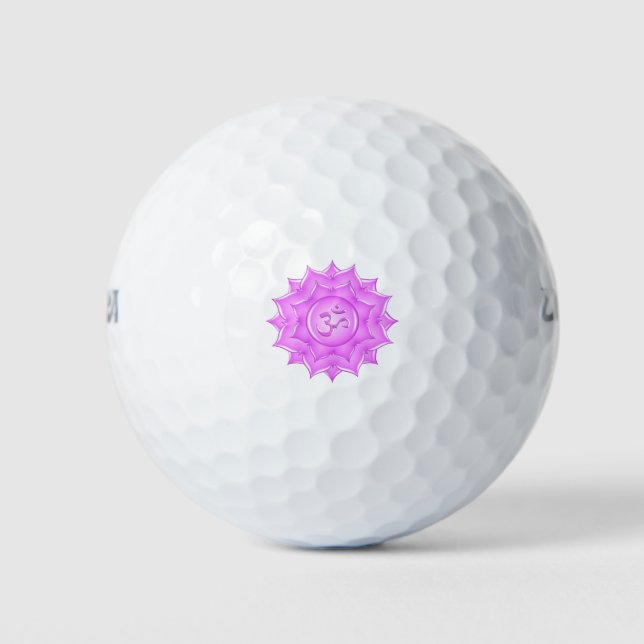 Pink Glass Lotus Blume Om Symbol Zeichnend Golfball (Vorderseite)