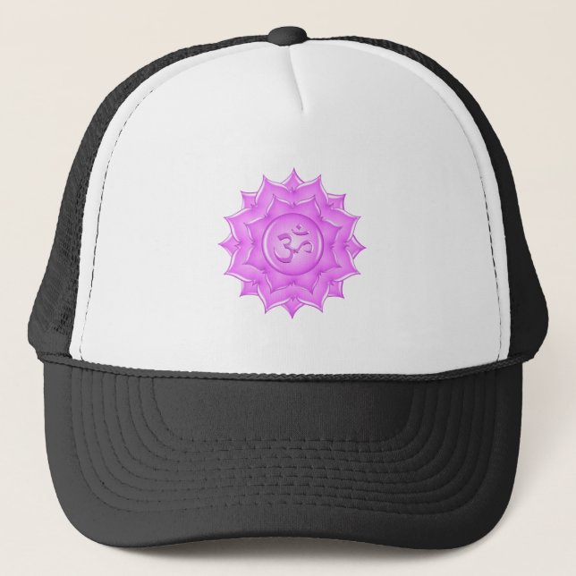 Pink Glass Lotus Blume Om Symbol Zeichnend Truckerkappe (Vorderseite)