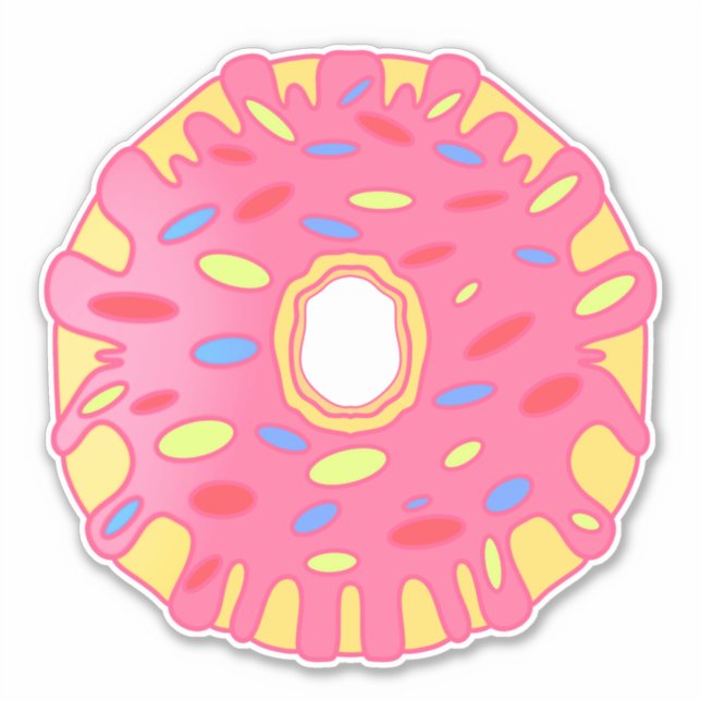 Pink Glazed Donut Aufkleber (Vorderseite)