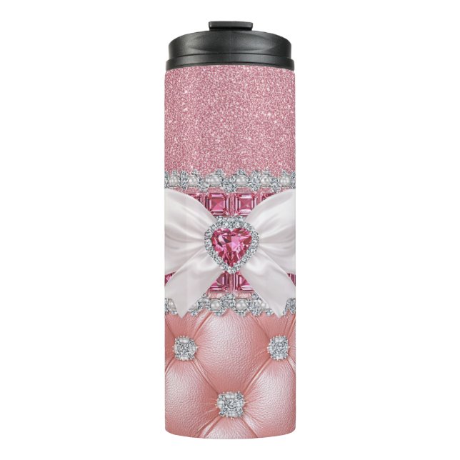 Pink Glitter Bling Thermosbecher (Vorderseite)