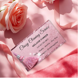 pink Glitter Classy Cleaning Services Visitenkarte