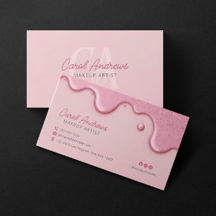 Pink Glitter Drips Visagist Wimpern Schönheitssalo Visitenkarte