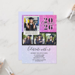Pink Glitter Filmstreifen Abschlussfoto Einladung