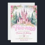 Pink Glitter Her Royal Five-ness Castle Birthday Einladung<br><div class="desc">Her Royal Five-ness Pink Castle Forest Birthday Invitation
Mis Quince 15 Anos,  16th Birthday
Pink Castle Green Forest Matte Rose Gold</div>