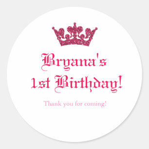 Pink Glitter Krone Royal Princess Aufkleber Etiket