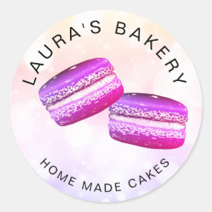 Pink Glitter Macarons Kuchen & Süßigkeiten Home-Bä Runder Aufkleber