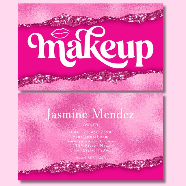 Pink Glitter Makeup Artist Studio Visitenkarte (Von Creator hochgeladen)