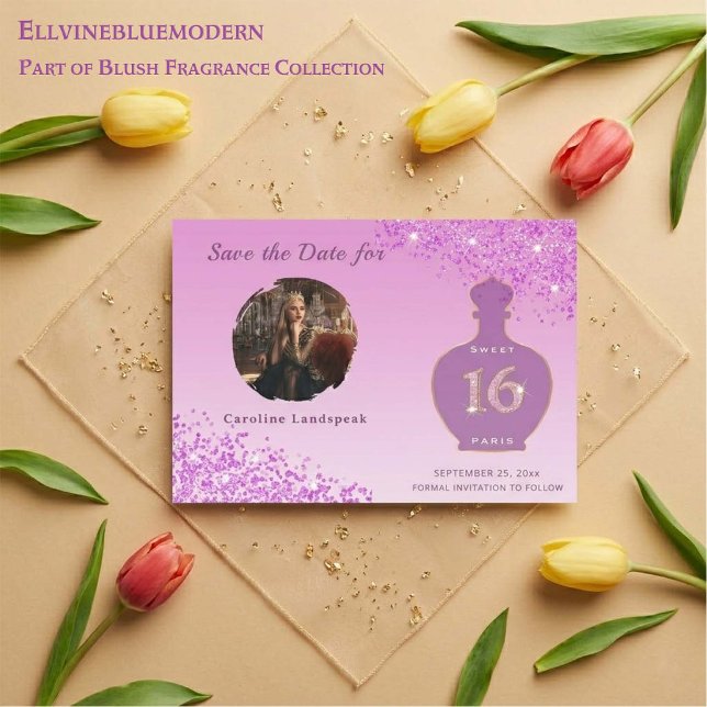 Pink Glitter Paris Duftstudio Sweet 16 Save The Date (Sparkling Pink elegance for your Sweet 16!
Shop our Blush Fragrance Collection.
)