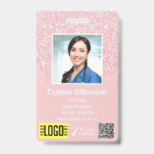 Pink Glitter Personaliausstweis Foto ID QR Barcode Ausweis