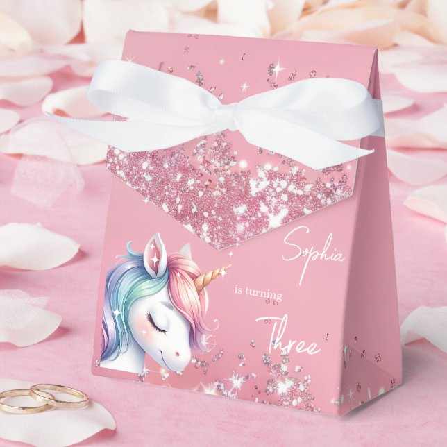Pink Glitter Rainbow Unicorn Birthday Geschenkschachtel (Hochzeit)