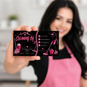 Pink Glitter Reinigungsdienst Haus Branding  Visitenkarte