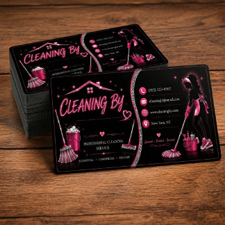 Pink Glitter Reinigungsdienst Haus Branding Visitenkarte