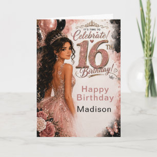 Pink Glitter Sechzehn Party Karte