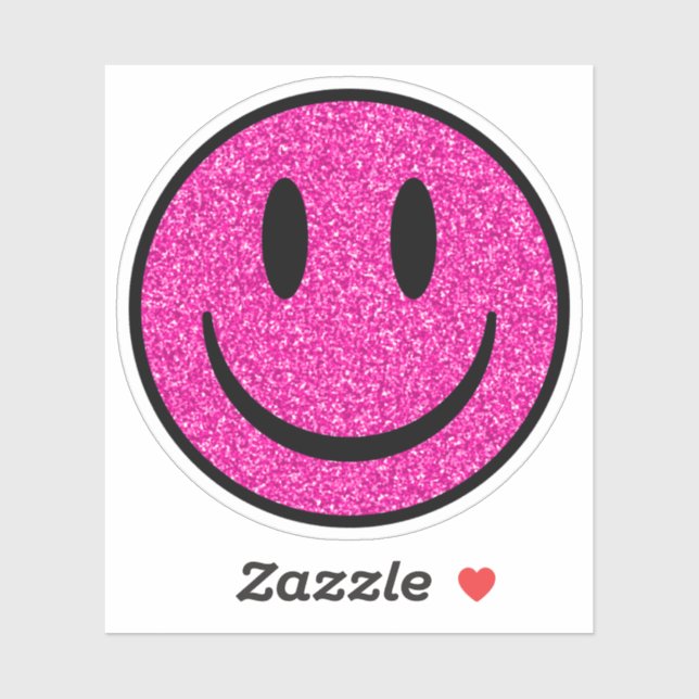 Pink Glitter Smile Face Custom-Cut Vinyl Stickers Aufkleber (Blatt)