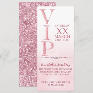 Pink Glitter VIP-Ticket Einladung