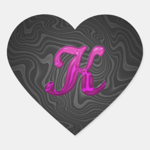 Pink Glittery Initial - K Herz-Aufkleber