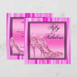 Pink Glittery Stilettos & Music Fabulous 50 Einladung