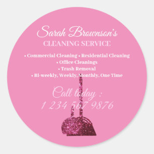 Pink Glitz Glam Reinigung Janitorial Runder Aufkleber