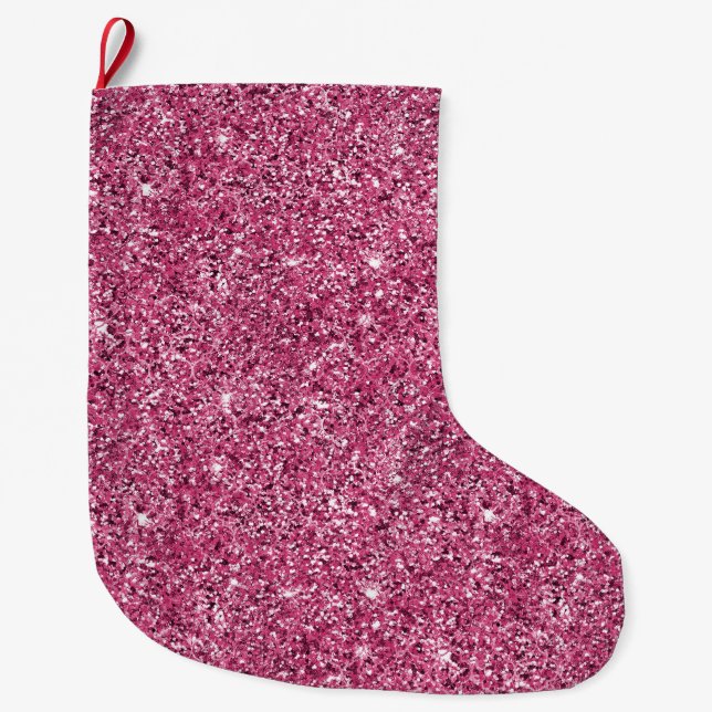 Pink Glitz Glitzer Großer Weihnachtsstrumpf (Vorderseite)