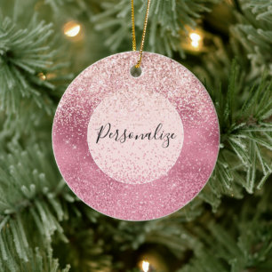 Pink Glitz Keramik Ornament