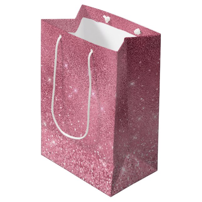 Pink Glitz Mittlere Geschenktüte (Vorderseite Schrägansicht)