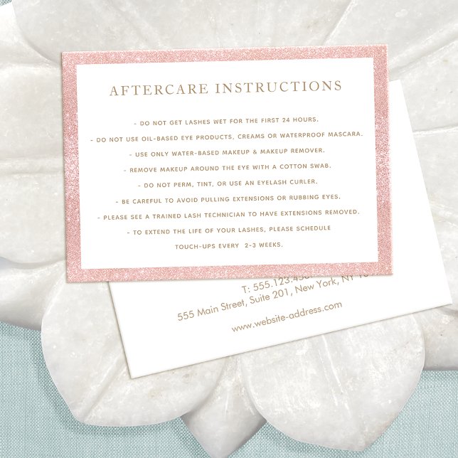 Pink Glitzer AfterCare für Lash Extensions Salon Visitenkarte (Von Creator hochgeladen)