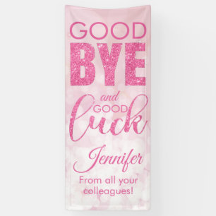 Pink Glitzer Auf Wiedersehen und Viel Glück Banner